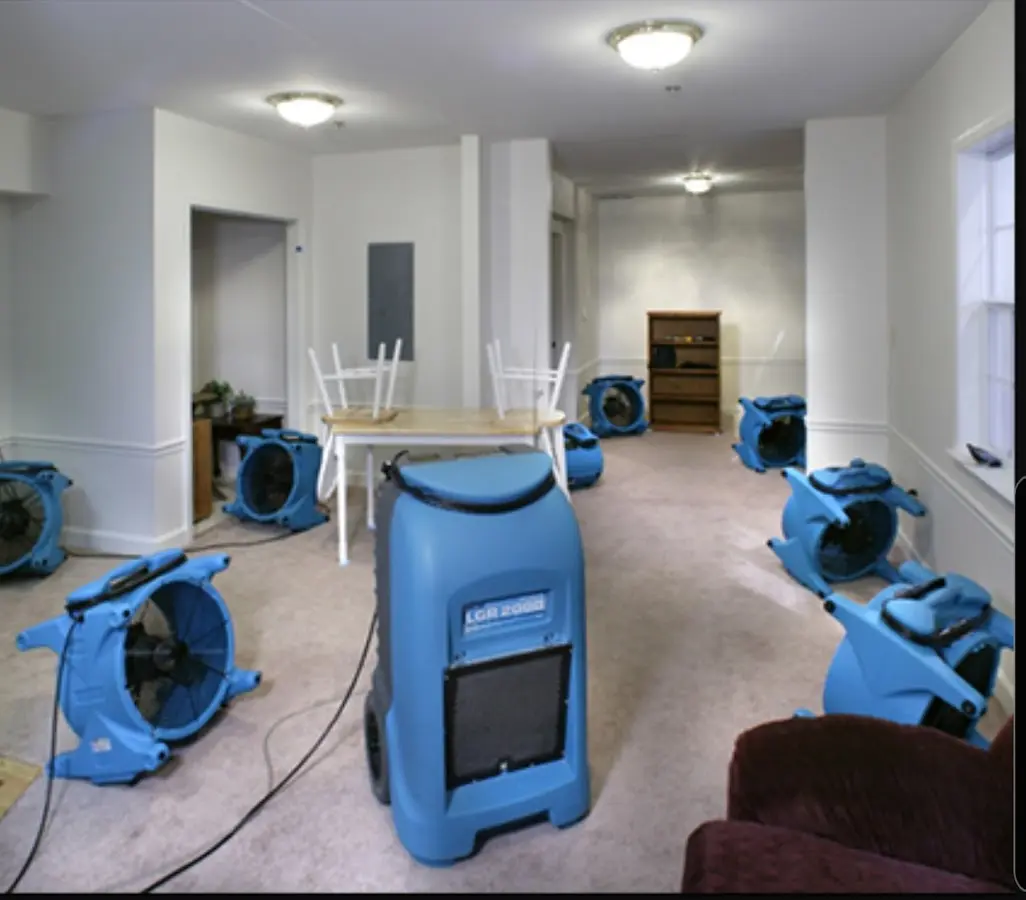 Air movers and dehumidifier setup for Water Extraction & Removal in La Riviera
